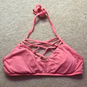 pink halter bikini top